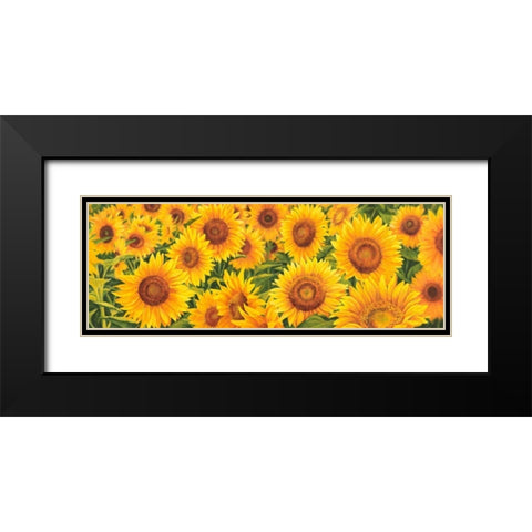 Field of Sunflowers Black Modern Wood Framed Art Print with Double Matting by Villa, Luca
