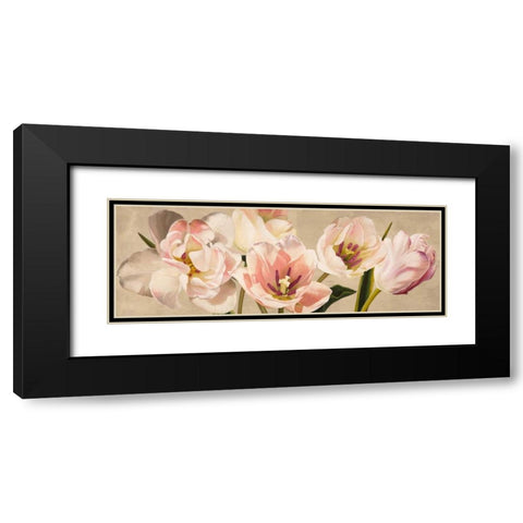 White Flowers Black Modern Wood Framed Art Print with Double Matting by Villa, Luca