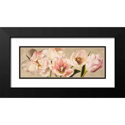 White Flowers Black Modern Wood Framed Art Print with Double Matting by Villa, Luca
