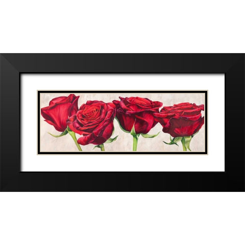 Rose romantiche Black Modern Wood Framed Art Print with Double Matting by Villa, Luca