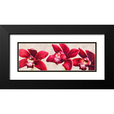 Eleganti orchidee Black Modern Wood Framed Art Print with Double Matting by Villa, Luca