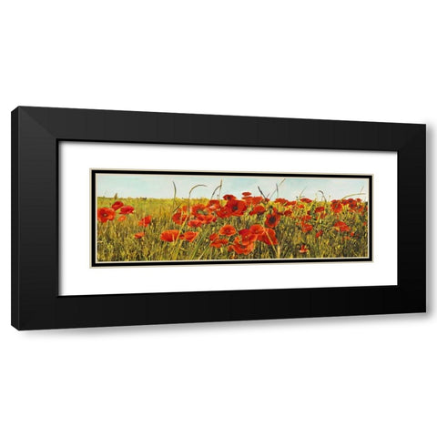 Poppy Field Black Modern Wood Framed Art Print with Double Matting by Villa, Luca