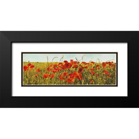 Poppy Field Black Modern Wood Framed Art Print with Double Matting by Villa, Luca