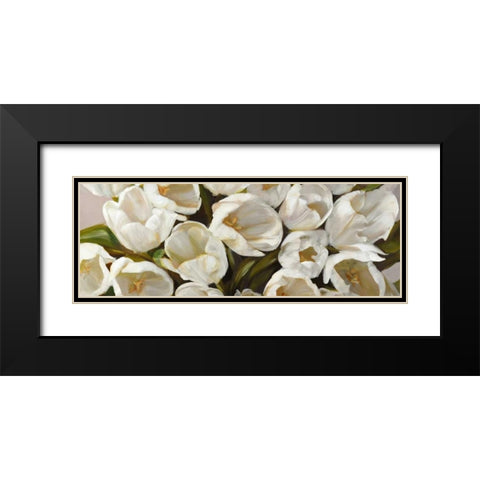 Tulipani bianchi Black Modern Wood Framed Art Print with Double Matting by Sanna, Leonardo