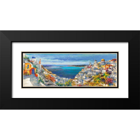 Santorini Black Modern Wood Framed Art Print with Double Matting by Florio, Luigi