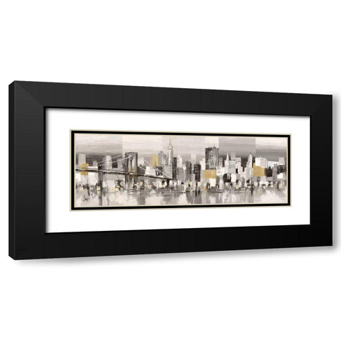 Manhattan and Brooklyn Bridge Black Modern Wood Framed Art Print with Double Matting by Florio, Luigi