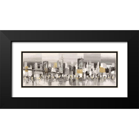 Manhattan and Brooklyn Bridge Black Modern Wood Framed Art Print with Double Matting by Florio, Luigi