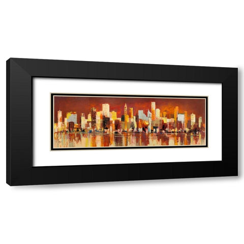Manhattan al tramonto Black Modern Wood Framed Art Print with Double Matting by Florio, Luigi