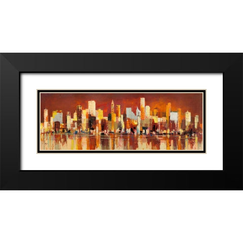 Manhattan al tramonto Black Modern Wood Framed Art Print with Double Matting by Florio, Luigi