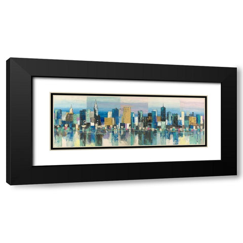Manhattan Aqua Black Modern Wood Framed Art Print with Double Matting by Florio, Luigi