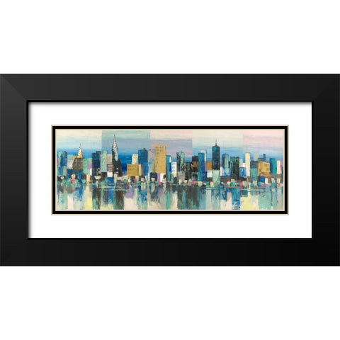 Manhattan Aqua Black Modern Wood Framed Art Print with Double Matting by Florio, Luigi