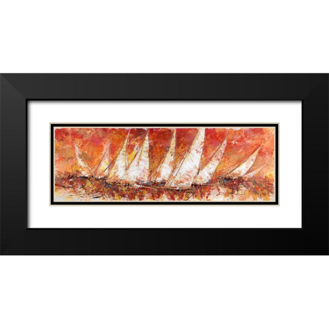 Regata al tramonto Black Modern Wood Framed Art Print with Double Matting by Florio, Luigi