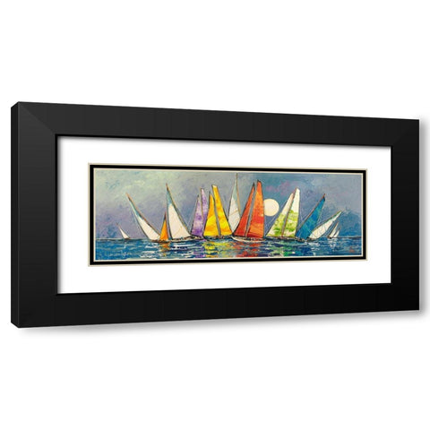 Regata al chiar di Luna II Black Modern Wood Framed Art Print with Double Matting by Florio, Luigi