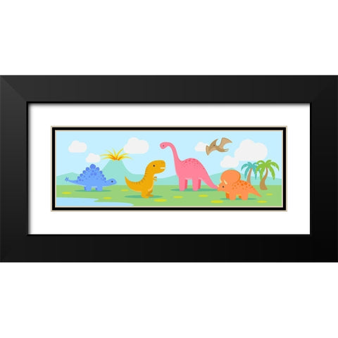 Lil Dinos Black Modern Wood Framed Art Print with Double Matting by MalÃ¬a, Rodrigues