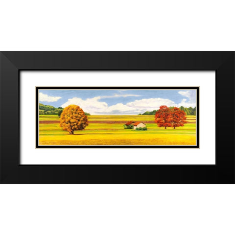 Pianure serene Black Modern Wood Framed Art Print with Double Matting by Angelo, Masera