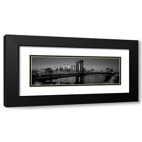 Manhattan Bridge and Skyline Black Modern Wood Framed Art Print with Double Matting by Berenholtz, Richard