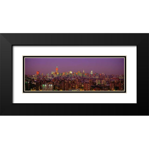 Manhattan at Night Black Modern Wood Framed Art Print with Double Matting by Berenholtz, Richard