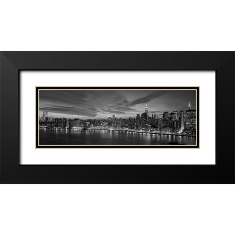 Manhattan Dusk Black Modern Wood Framed Art Print with Double Matting by Berenholtz, Richard