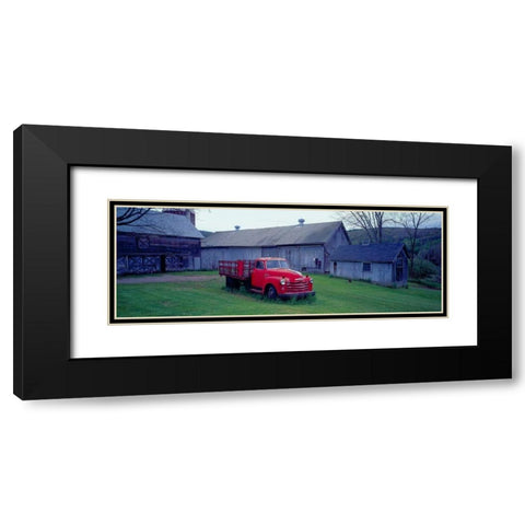 Red Vintage Pickup Black Modern Wood Framed Art Print with Double Matting by Berenholtz, Richard