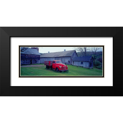 Red Vintage Pickup Black Modern Wood Framed Art Print with Double Matting by Berenholtz, Richard