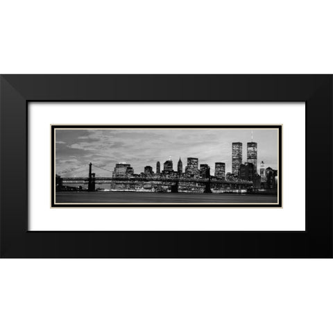 Manhattan at night Black Modern Wood Framed Art Print with Double Matting by Berenholtz, Richard