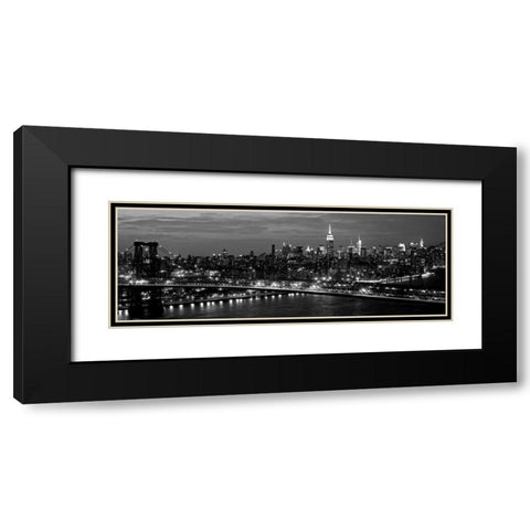 Midtown Manhattan and Williamsburg Bridge Black Modern Wood Framed Art Print with Double Matting by Berenholtz, Richard