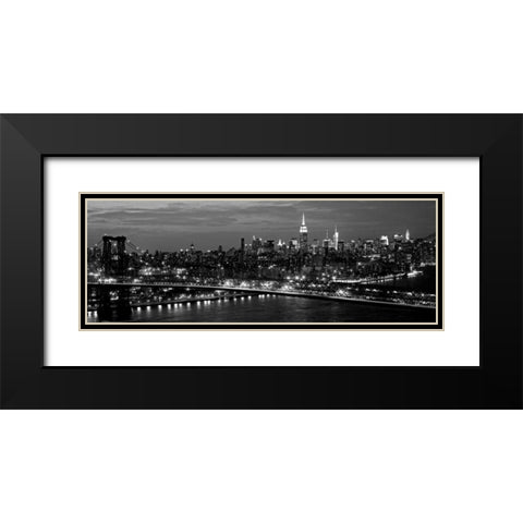 Midtown Manhattan and Williamsburg Bridge Black Modern Wood Framed Art Print with Double Matting by Berenholtz, Richard