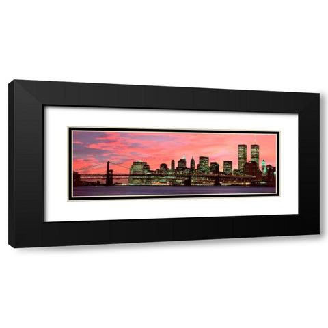 Manhattan at night Black Modern Wood Framed Art Print with Double Matting by Berenholtz, Richard