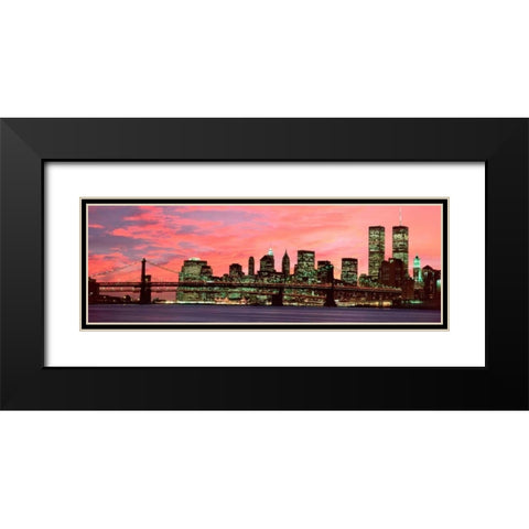 Manhattan at night Black Modern Wood Framed Art Print with Double Matting by Berenholtz, Richard