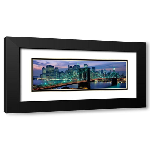 Brooklyn Bridge and Skyline Black Modern Wood Framed Art Print with Double Matting by Berenholtz, Richard