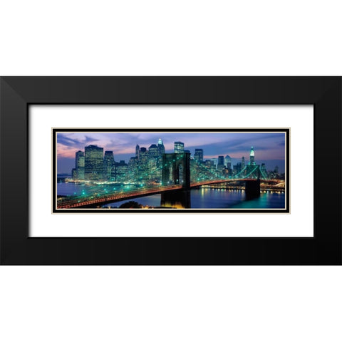 Brooklyn Bridge and Skyline Black Modern Wood Framed Art Print with Double Matting by Berenholtz, Richard