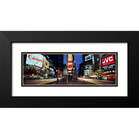 Times Square New York City Black Modern Wood Framed Art Print with Double Matting by Berenholtz, Richard