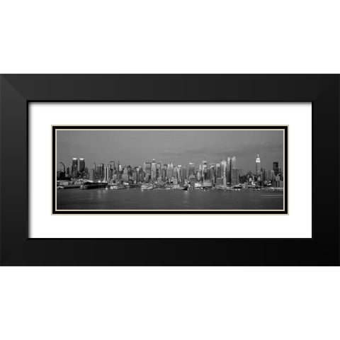 Manhattan Skyline NYC Black Modern Wood Framed Art Print with Double Matting by Berenholtz, Richard