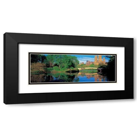Bow Bridge and Central Park West View NYC Black Modern Wood Framed Art Print with Double Matting by Berenholtz, Richard