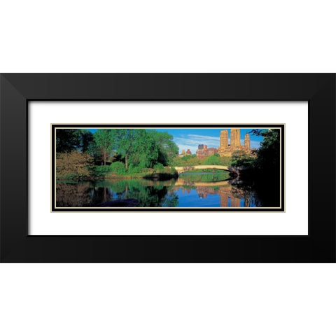 Bow Bridge and Central Park West View NYC Black Modern Wood Framed Art Print with Double Matting by Berenholtz, Richard