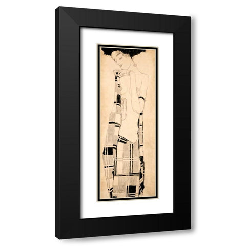 Standing Girl Black Modern Wood Framed Art Print with Double Matting by Schiele, Egon