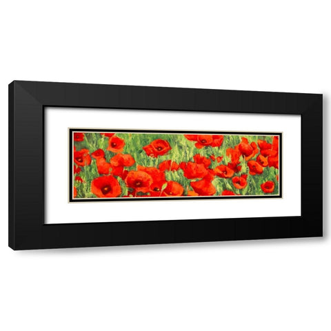 Poppy Field Black Modern Wood Framed Art Print with Double Matting by Mei, Silvia