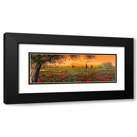 Pianura in fiore Black Modern Wood Framed Art Print with Double Matting by Marzari, Tebo