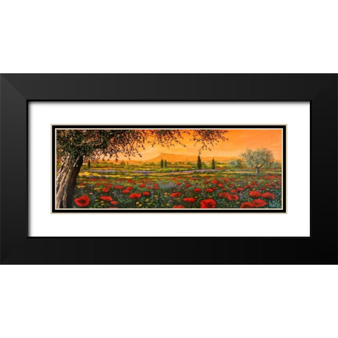 Pianura in fiore Black Modern Wood Framed Art Print with Double Matting by Marzari, Tebo