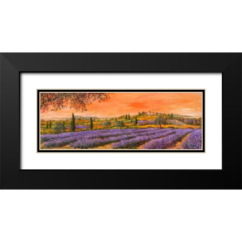 Filari di lavanda Black Modern Wood Framed Art Print with Double Matting by Marzari, Tebo