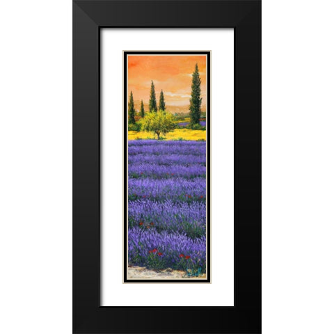 Pomeriggio tra la lavanda Black Modern Wood Framed Art Print with Double Matting by Marzari, Tebo