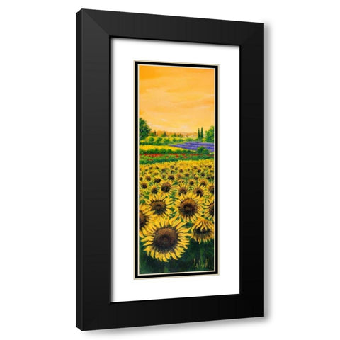 Girasoli e lavanda Black Modern Wood Framed Art Print with Double Matting by Marzari, Tebo