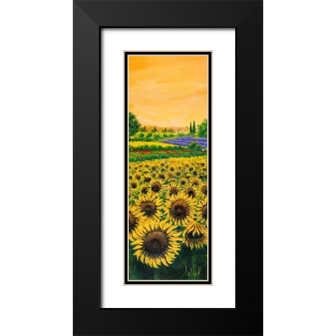 Girasoli e lavanda Black Modern Wood Framed Art Print with Double Matting by Marzari, Tebo