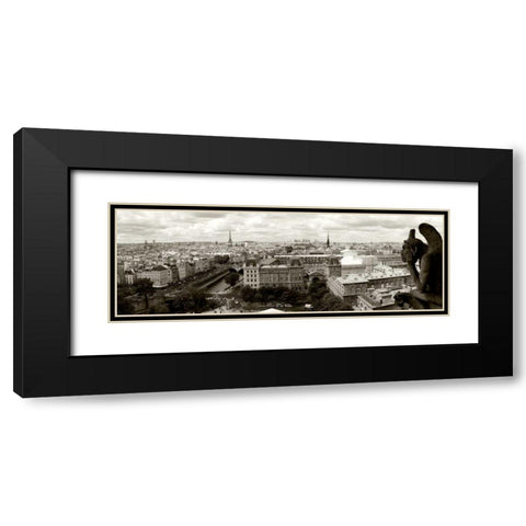 Paris Panorama Black Modern Wood Framed Art Print with Double Matting by Ratsenskiy, Vadim