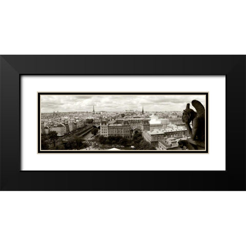 Paris Panorama Black Modern Wood Framed Art Print with Double Matting by Ratsenskiy, Vadim