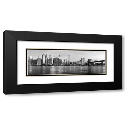 Manhattan and Brooklyn Bridge, NYC Black Modern Wood Framed Art Print with Double Matting by Ratsenskiy, Vadim
