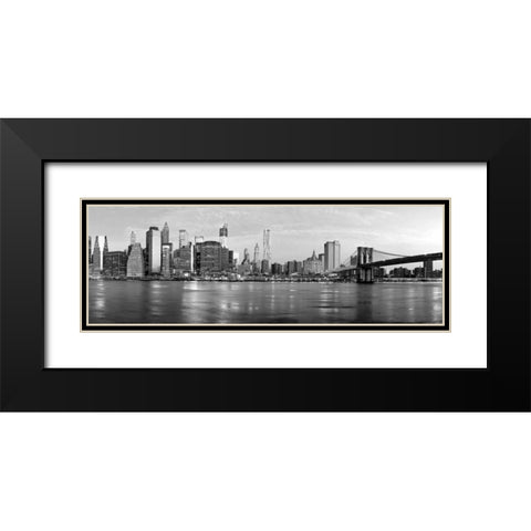 Manhattan and Brooklyn Bridge, NYC Black Modern Wood Framed Art Print with Double Matting by Ratsenskiy, Vadim