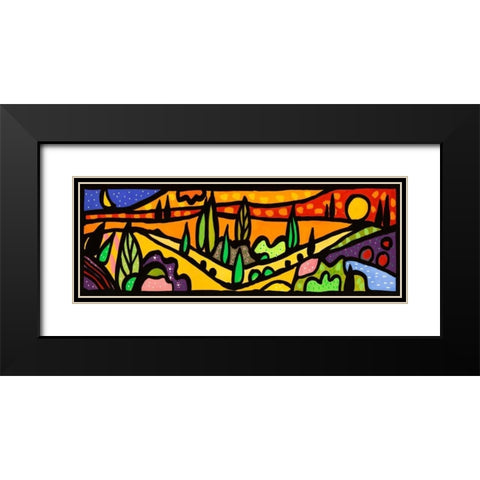 Vallata al tramonto Black Modern Wood Framed Art Print with Double Matting by Wallas
