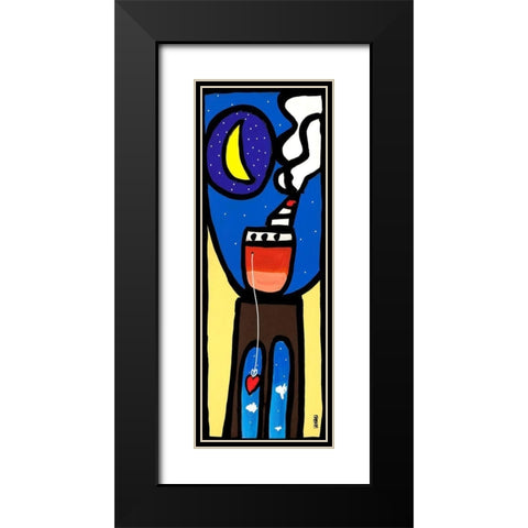 Approdo alla luna Black Modern Wood Framed Art Print with Double Matting by Wallas