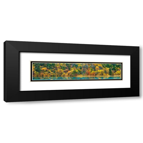 Lake and forest in autumn, China Black Modern Wood Framed Art Print with Double Matting by Krahmer, Frank